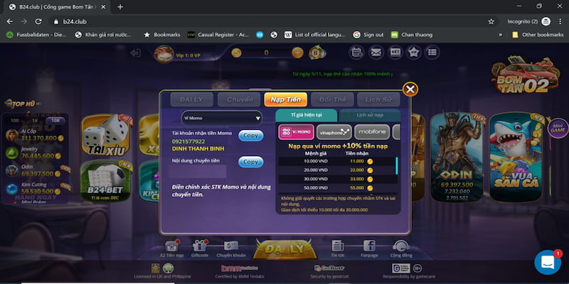 Hướng dẫn chi tiết các bước nạp tiền Rikvip