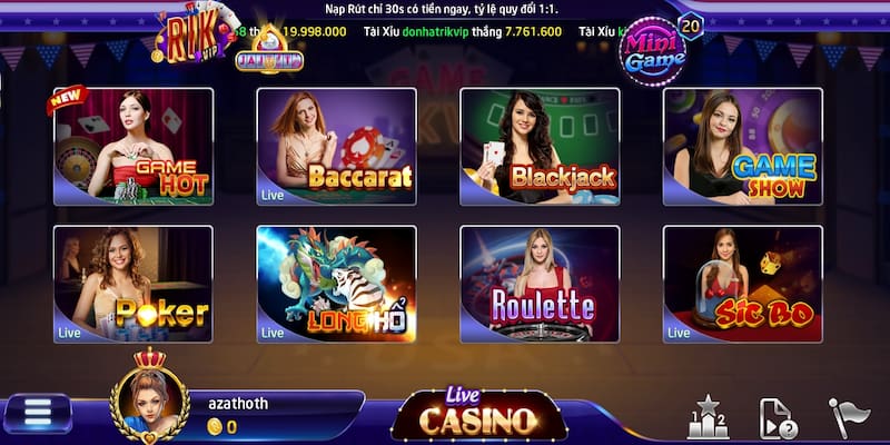 Những trò chơi nổi bật tại Sảnh Casino sexy Rikvip